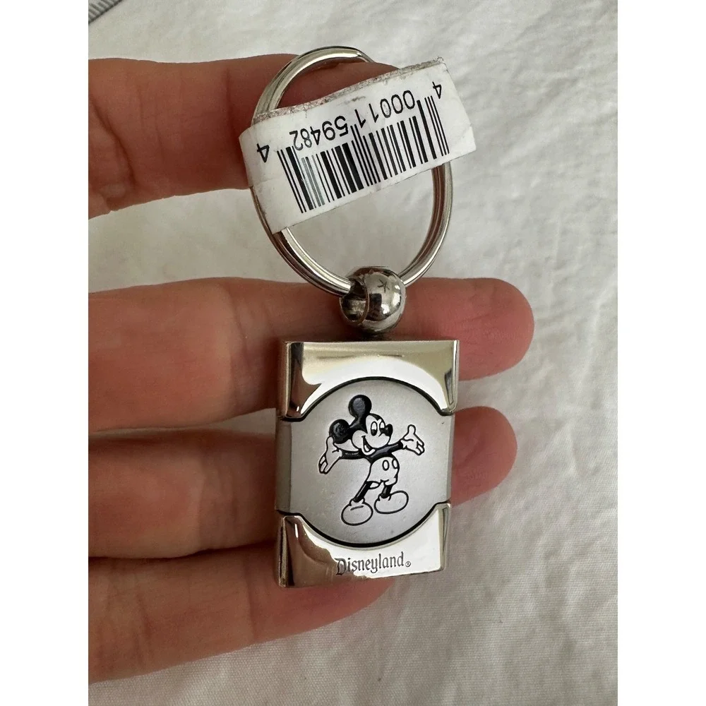 Disney Mickey Mouse keychain Silver Black Tags Metal